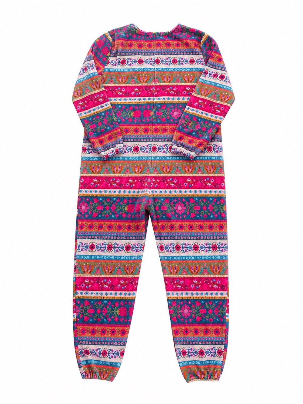 Natural Life Plush Fleece Onesie One Piece Pajamas Floral Fair Isle Size Large - Picture 4 of 9